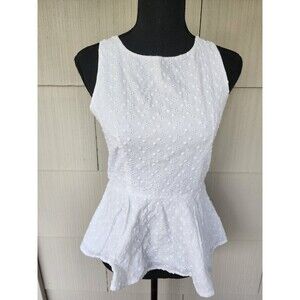 Kirra White Sleeveless Peplum Top Women's Size Medium M Blouse Cutout Back